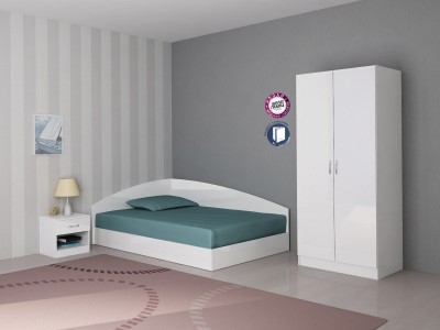 Σετ υπνοδωματίου Apolo  1- λευκό στιλπνό